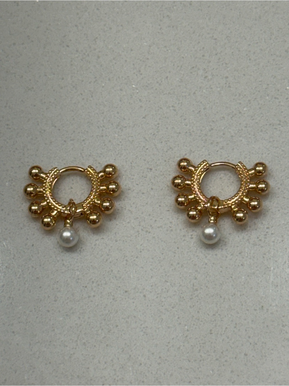 Cute Gold Pearl Drop Huggie Earrings NWT